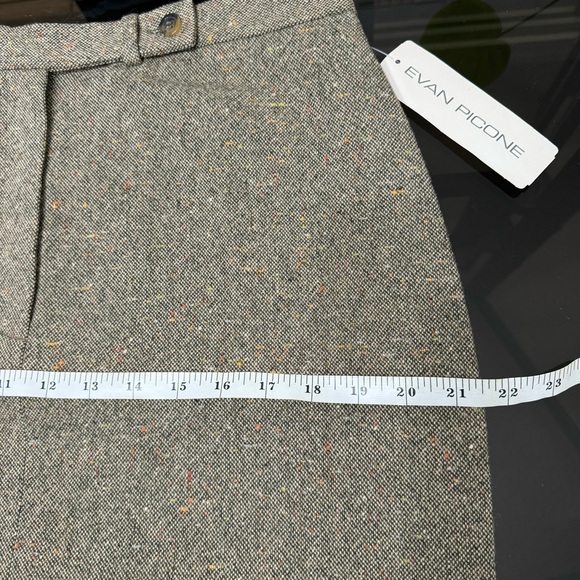 Vintage Evan Picone Wool Blend Green Brown Woven Tweed Midi Pencil Skirts, 12 - Picture 12 of 13